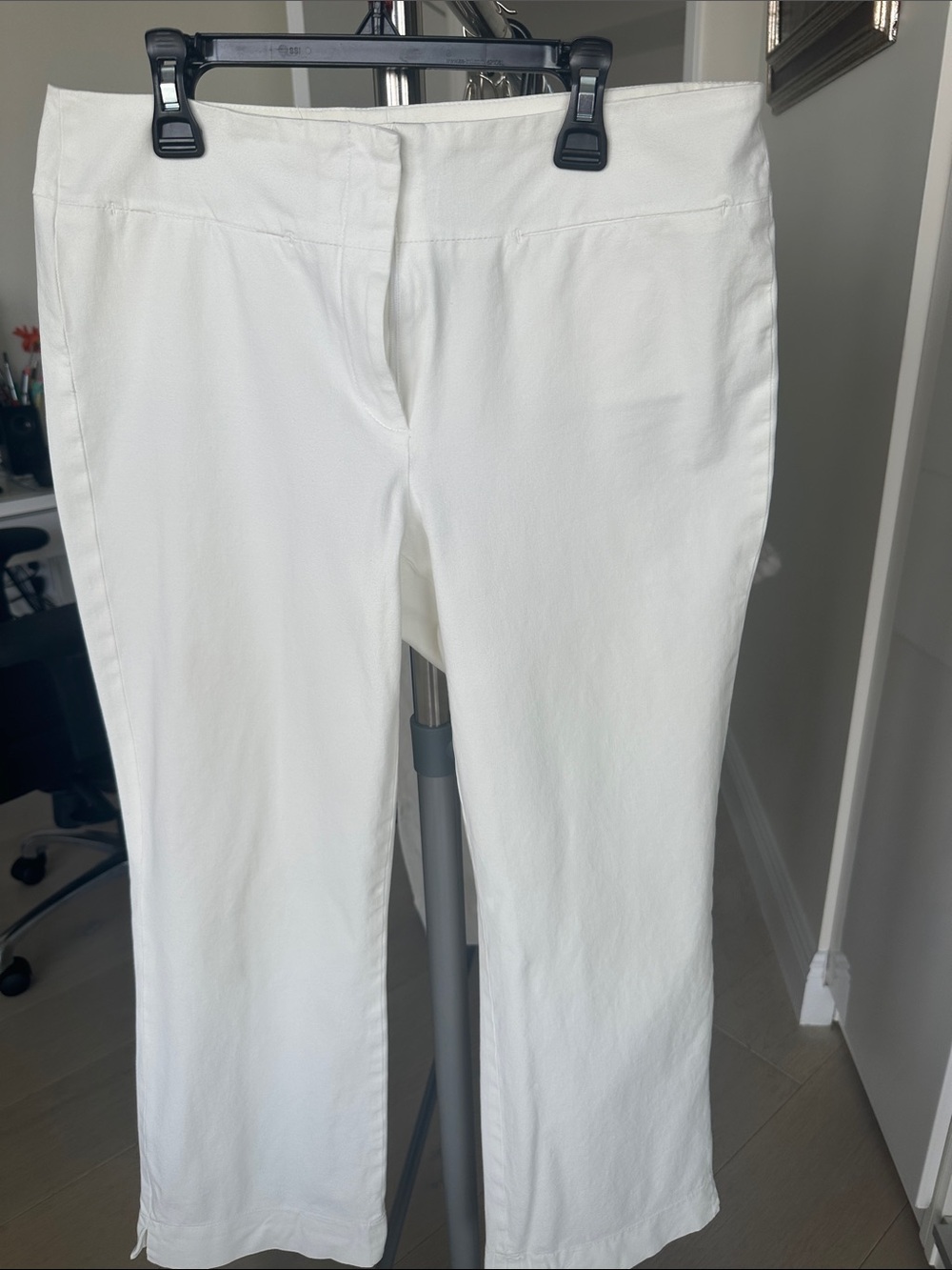Women's White Pull-On Straight Leg Pants